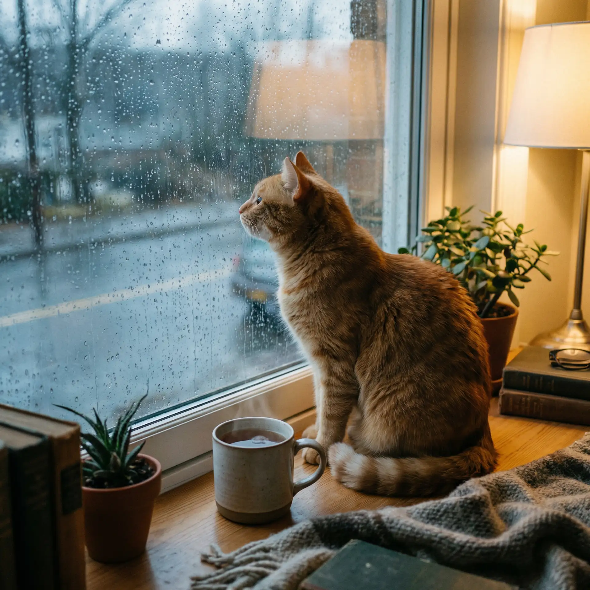 猫咪望着窗外的雨 - 八一影院app正版下载